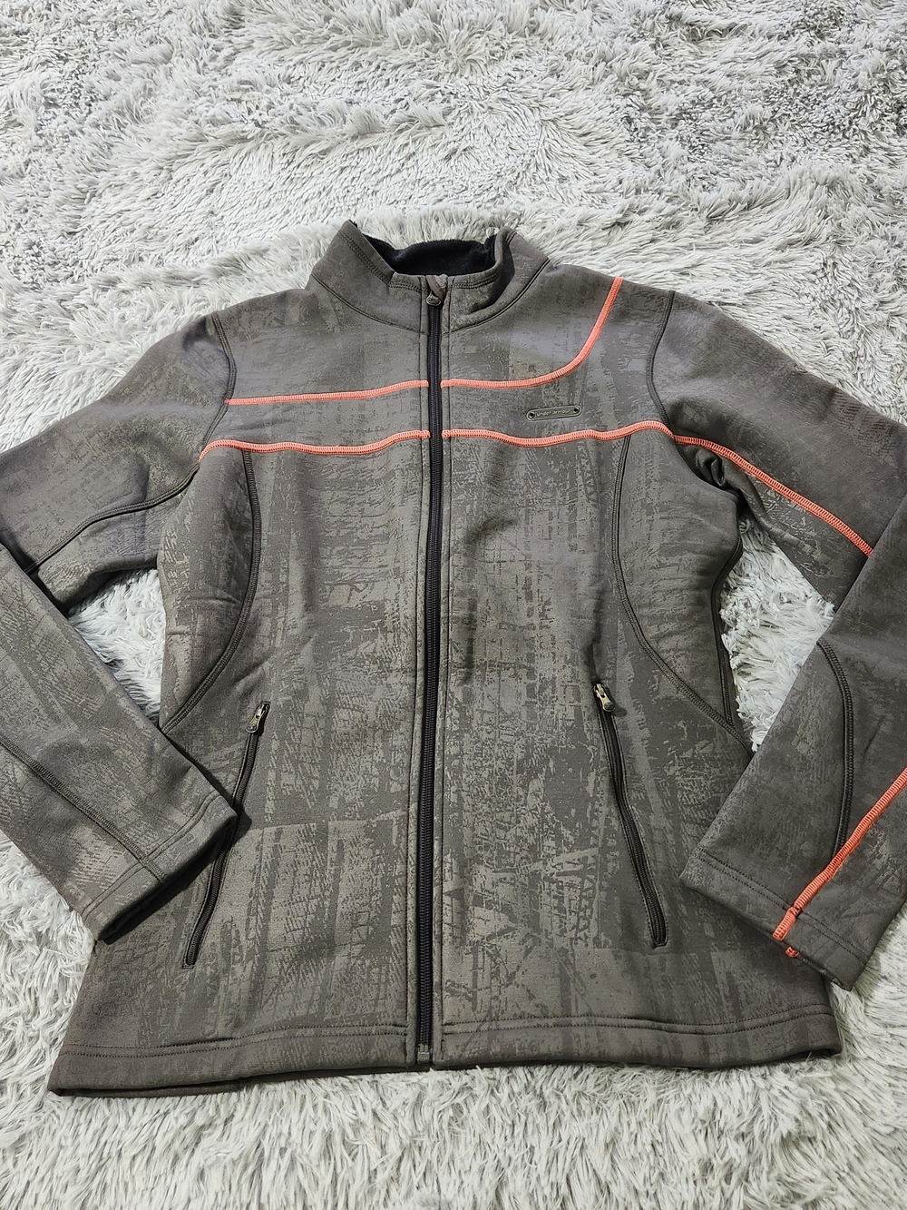 Under Armour Gray with Orange Accents Fleece Lined Full Zip Jacket